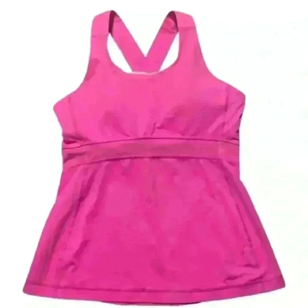 LULULEMON ATHLETICA PINK CAMI SIZE 4 POCKET SLIT